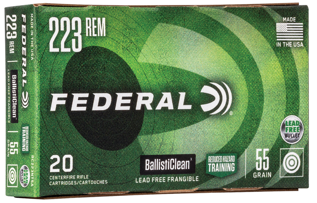 Federal BC223NT5A BallistiClean Reduced Hazard Training 223 Rem 55 gr RHT 20 Per Box/25 Cs