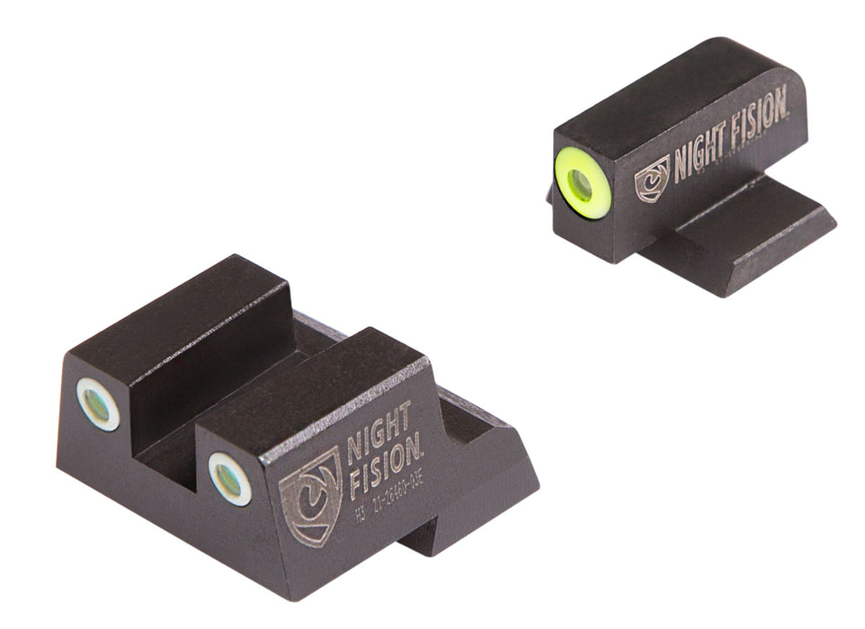 Night Fision CNK026003YGW Perfect Dot Tritium Night Sights For Canik  Black | Green Tritium Yellow Ring Front Sight Green Tritium White Ring Rear Sight