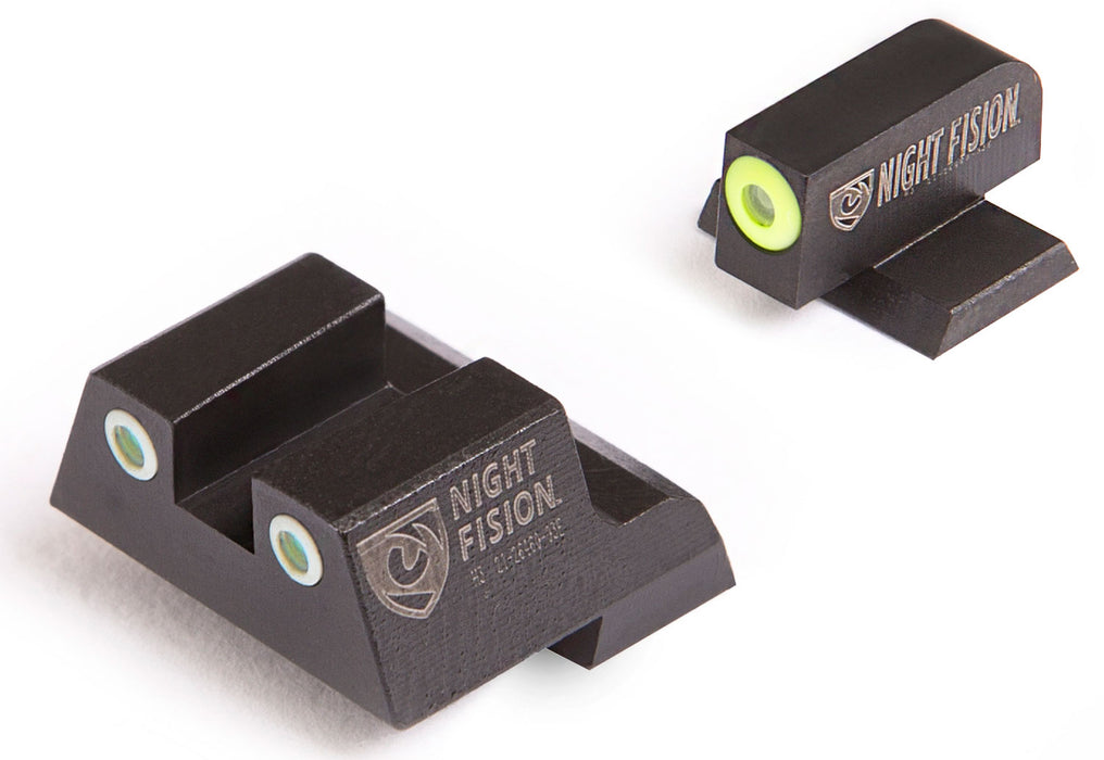 Night Fision CNK027003YGW Perfect Dot Tritium Night Sights For Canik  Black | Green Tritium Yellow Ring Front Sight Green Tritium White Ring Rear Sight Set