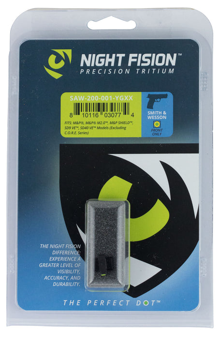 Night Fision SAW200001YGX Tritium Night Sights for Smith & Wesson  Black | Green Tritium Yellow Ring Front Sight