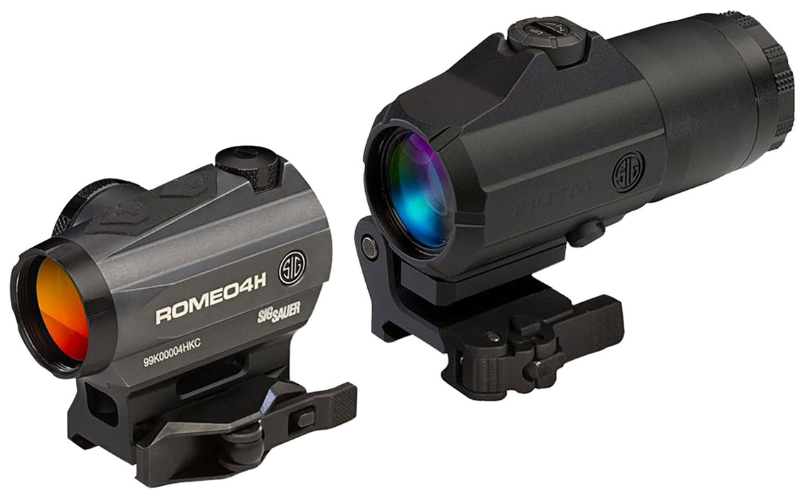 Sig Sauer Electro-Optics SORJ43111 Romeo4 and Juliet4 Combo  Graphite/Black 1x/4x 20mm/24mm 2 MOA Red Ballistic Circle Dot Reticle