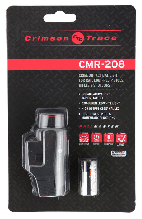 Crimson Trace 0182401 CMR-208 Universal Tactical Light Rail Master Black Anodized 110/420 Lumens White LED Light