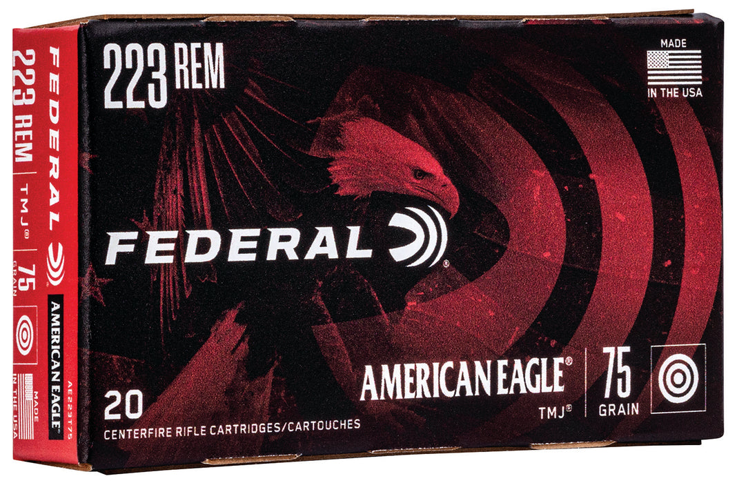 Federal AE223T75 American Eagle  223 Rem 75 gr 2775 fps Total  Metal Jacket (TMJ) 20 Bx/25 Cs