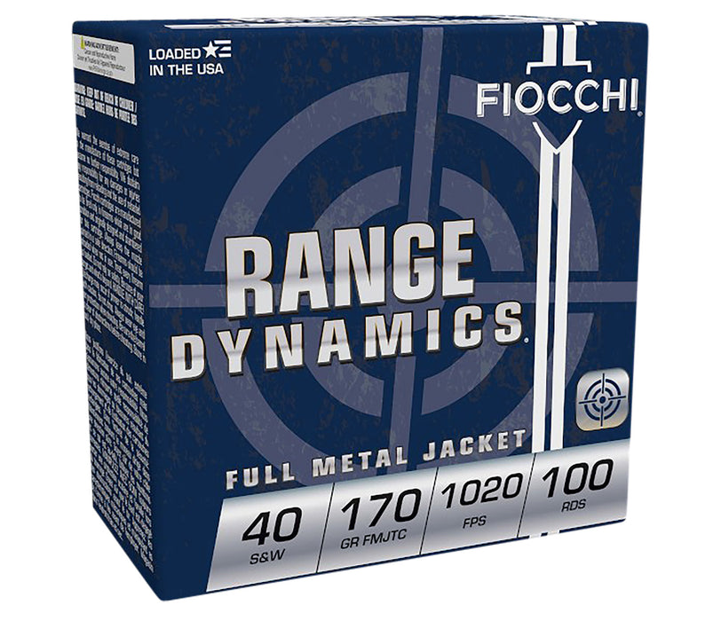 Fiocchi 40ARD100 Range Dynamics  40 S&W 170 gr 1020 fps Full Metal Jacket Truncated-Cone (TCFMJ) 100 Bx/10 Cs (Range Pack)