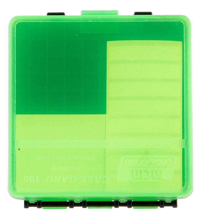 MTM Case-Gard P100916T Case-Gard P-100 Multi-Caliber Handgun Clear Green Polypropylene 100rd