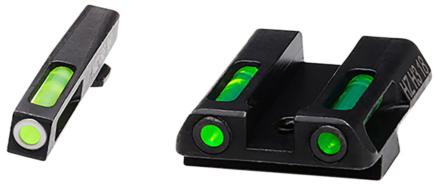 HiViz GLN321 LightWave H3 Sight Set 3 Dot Green Tritium Front & Rear Black Frame Compatible w/Glock 42/43/43X/48 Front Post/ Rear Dovetail Mount