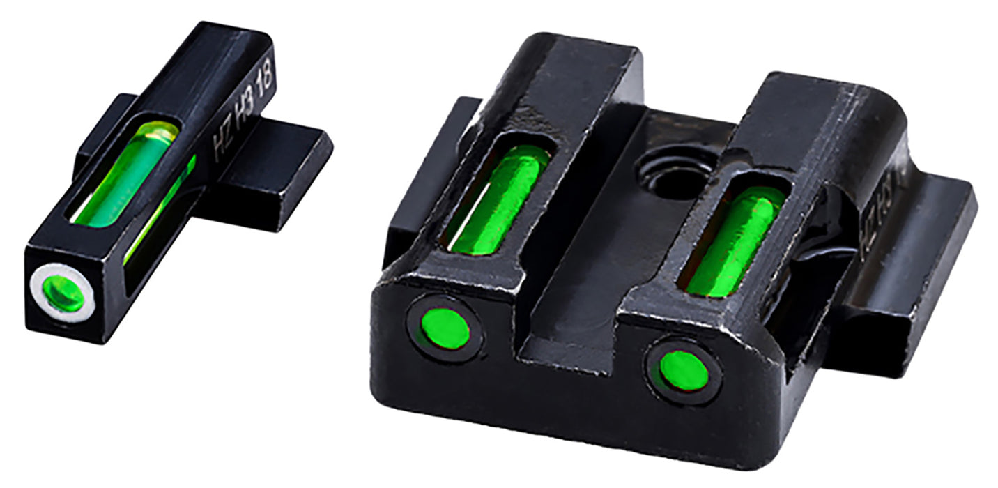 HiViz MPN321 LiteWave  H3 Tritium/LitePipe S&W M&P Sight Set  Black | Green Tritium with White Outline Front Sight Green Fiber Optic Rear Sight