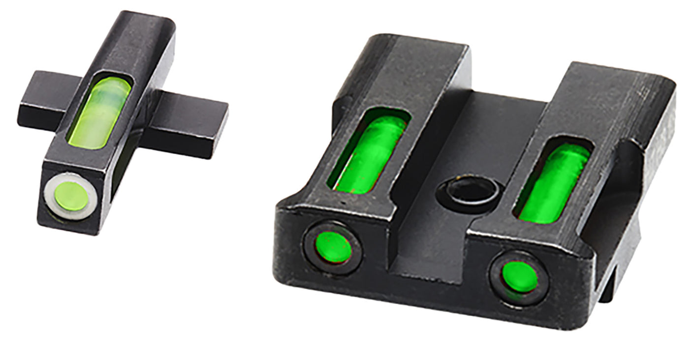 HiViz XDN321 LiteWave H3 Tritium/LitePipe Springfield Armory XD Sight Set  Black | Green Tritium with White Outline Front Sight Green Fiber Optic Rear Sight