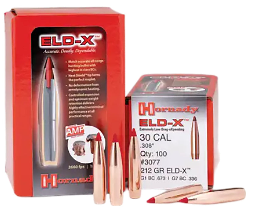 Hornady 3074 ELD-X  30 Cal .308 178 gr Extremely Low Drag eXpanding 100 Per Box/ 15 Case
