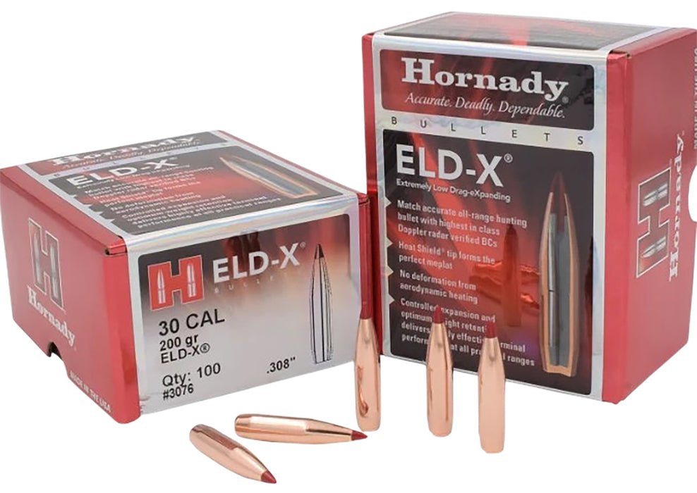 Hornady 3076 ELD-X  30 Cal .308 200 gr Extremely Low Drag eXpanding 100 Per Box/ 15 Case