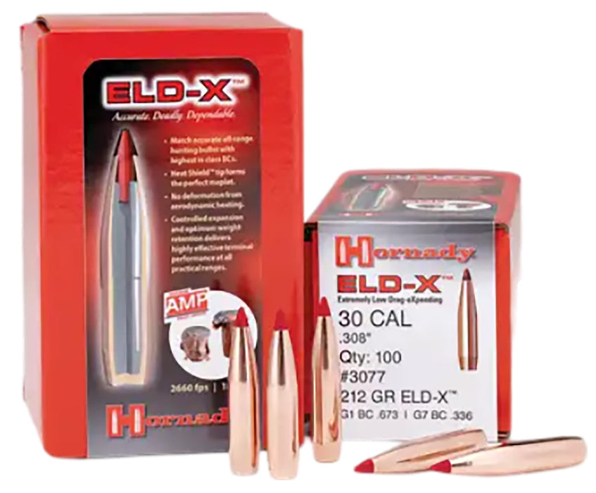 Hornady 3078 ELD-X  30 Cal .308 220 gr Extremely Low Drag eXpanding 100 Per Box/ 15 Case