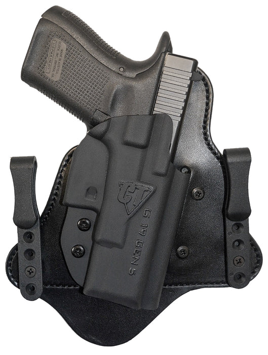 Comp-Tac C225GL052RBSN MTAC  IWB Black Kydex/Leather Belt Clip Fits Glock 19 Gen5 Right Hand