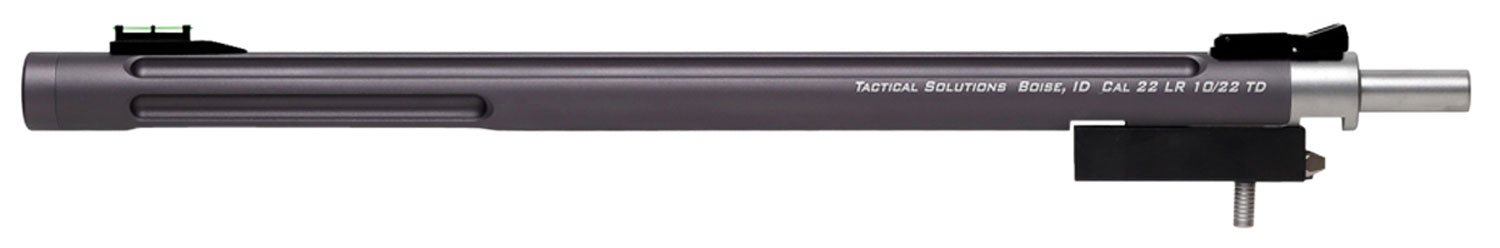 Tactical Solutions 1022TDGMG X-Ring Barrel 22 LR 16.50" Gunmetal Gray Finish  Aluminum Material Bull with Fluting, Threading & Sights for Ruger 10/22 Takedown