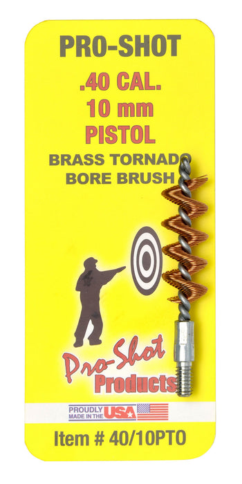 Pro-Shot 4010PTO Tornado Bore Brush .40/ 10mm Cal Pistol #8-32 Thread Brass Spiral Wound Loop