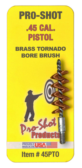 Pro-Shot 45PTO Tornado Bore Brush .45 Cal Pistol #8-32 Thread Brass Spiral Wound Loop