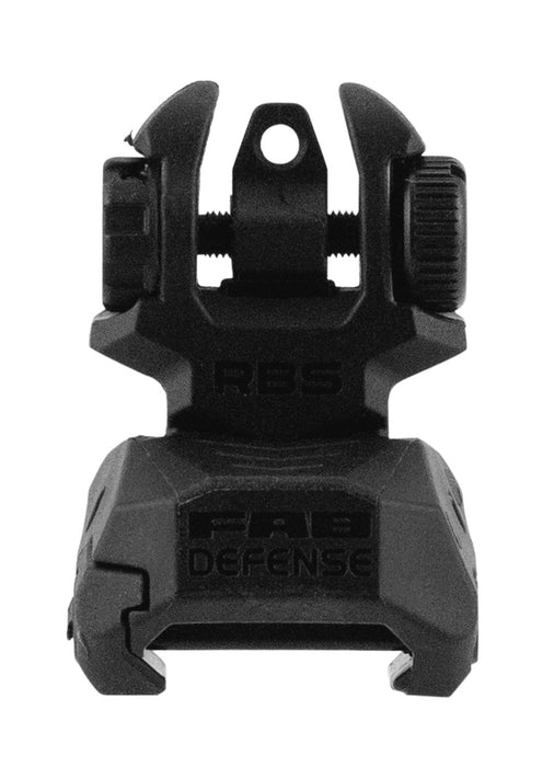 FAB Defense FXRBS Rear Back-Up Sight  for AR-15/ M16/ M4 Dual Aperture Low Folded Profile Spring-Locked Deployment Black Polymer & Metal