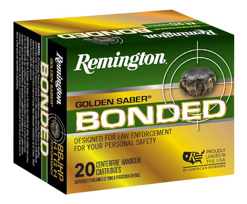 Remington Ammunition 29327 Golden Saber Bonded  45 ACP 230 gr 875 fps Bonded Brass Jacketed Hollow Point (BBJHP) 20 Bx/25 Cs