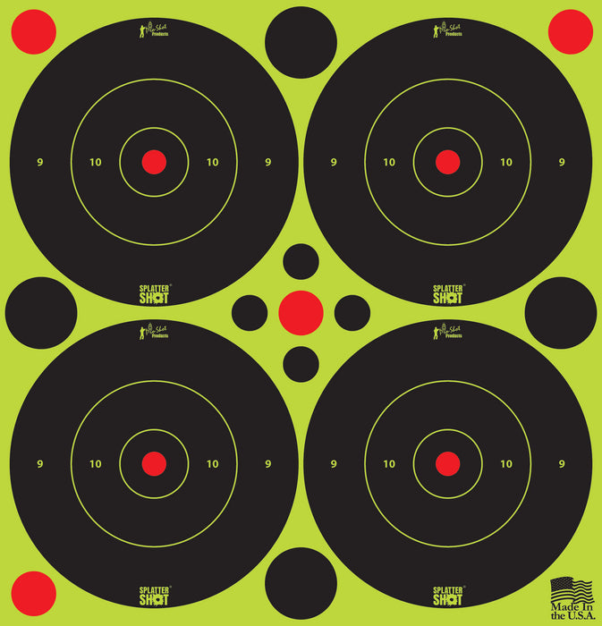 Pro-Shot 3BGREEN48 SplatterShot  Black/Green Self-Adhesive Paper Impact Enhancement 3" Bullseye 144 Targets/12 Sheets Includes Pasters