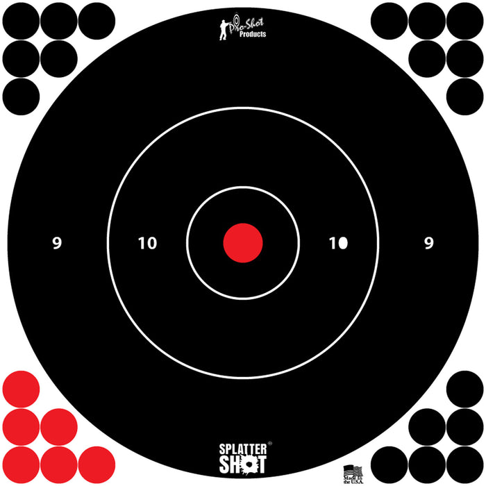 Pro-Shot 12BWHTETG5PK SplatterShot  Bullseye Hanging Tagboard 12" Black/Red Impact Enhancement White 5 Pack