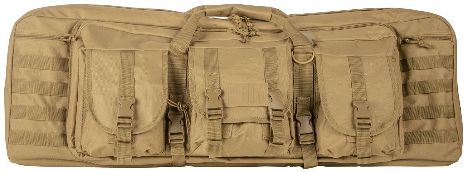 NcStar CVDC2946T36 VISM Double Carbine Case Tan PVC Nylon w/ Foam Padding Lockable Zippers Pockets & MOLLE Webbing