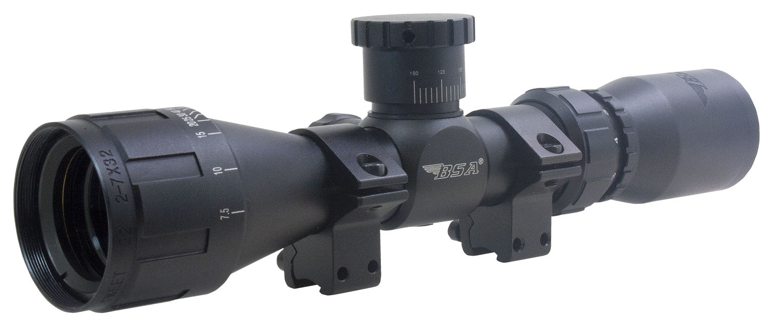 BSA 2227X32AOC Sweet Compact Black Matte 2-7x,32mm AO 1" Tube 30/30 Reticle