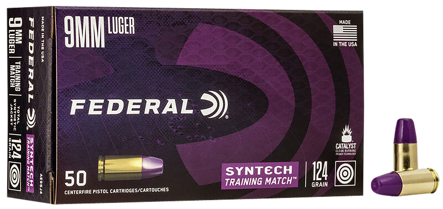 Federal AE9SJ4 Syntech Training Match  9mm Luger 124 gr Total Syntech Jacket Flat Nose (TSF) 50 Per Box/10 Cs