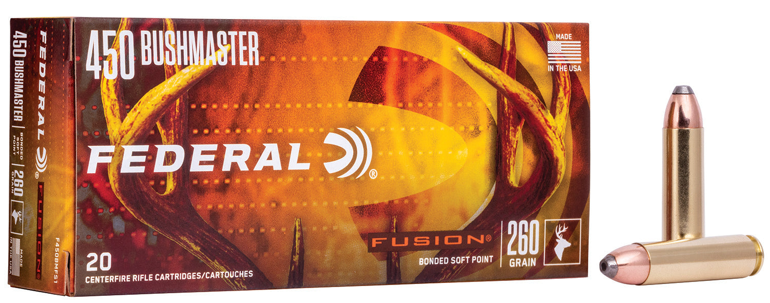 Federal F450BMFS1 Fusion  450 Bushmaster 260 gr Fusion Soft Point 20 Per Box/10 Cs