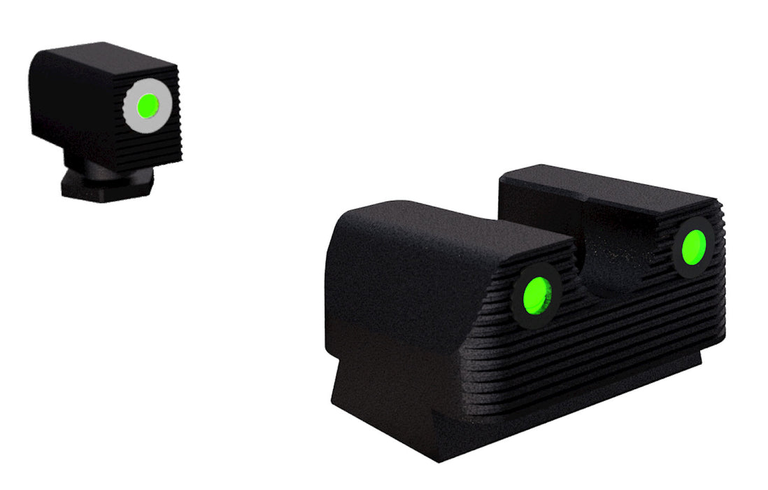 Rival Arms RA2B231G Night Sights for G42/G43/G48  Black | Green Tritium White Ring Front Sight Green Tritium Black Ring Rear Sight