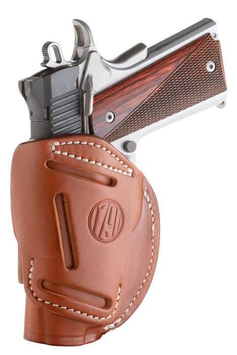 1791 Gunleather 4WH1CBRR 4-Way  IWB/OWB 01 Classic Brown Leather Belt Clip Fits 3-4" Barrel 1911