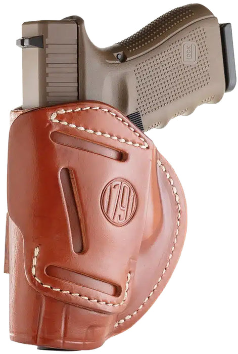 1791 Gunleather 4WH5CBRR 4-Way  IWB/OWB 05 Classic Brown Leather Belt Clip Fits S&W M&P/Springfield XD/Glock 17/HK VP9