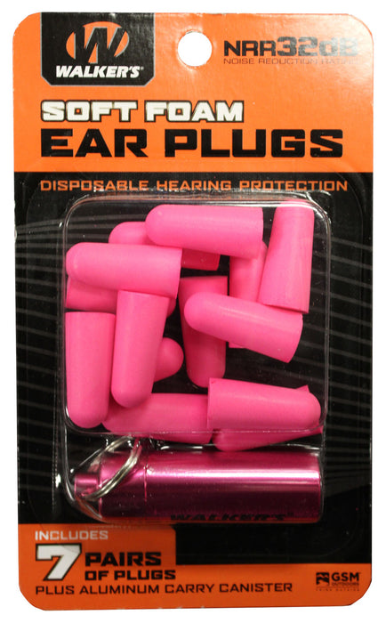 Walker's GWPPLGCANPK Foam Ear Plugs  32 dB Pink Adult 7 Pair