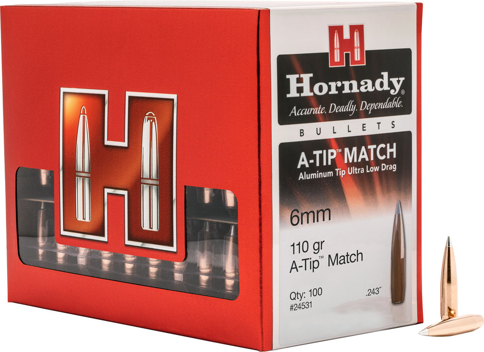 Hornady 24531 A-Tip Match 6mm .243 110 gr A Tip Match 100 Per Box/ 10 Case