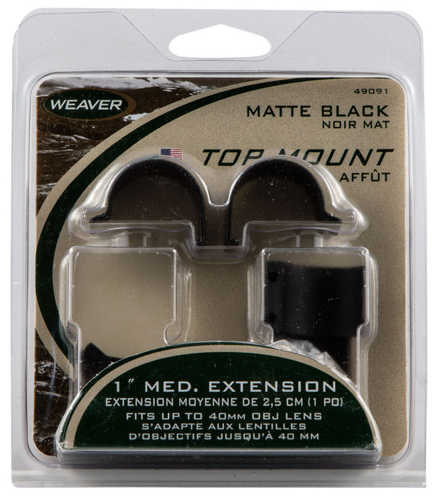Weaver Mounts 49091 Detachable Top Mount Extension Rings  Matte Black 1" Medium