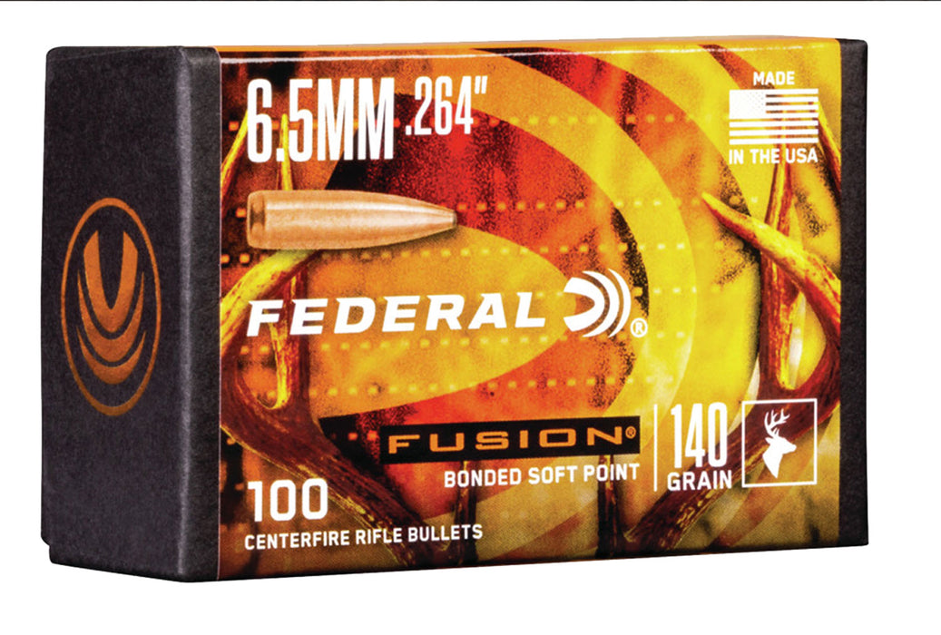 Federal FB264F2 Fusion Component  6.5 Creedmoor .264 140 gr Fusion Soft Point 100 Per Box/ 4 Case