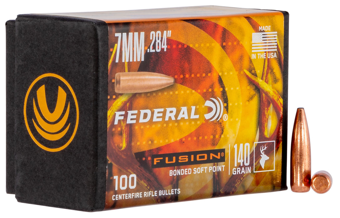 Federal FB284F1 Fusion Component  7mm .284 140 gr Fusion Soft Point 100 Per Box/ 4 Case