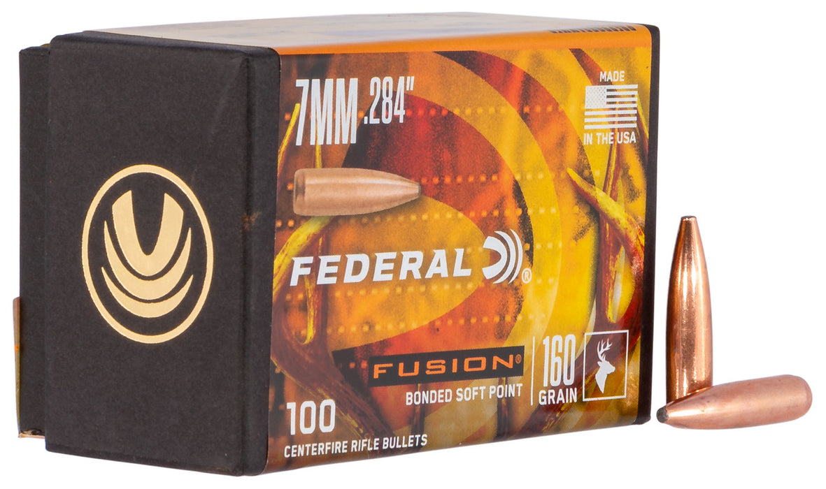 Federal FB284F3 Fusion Component  7mm .284 160 gr Fusion Soft Point 100 Per Box/ 4 Case