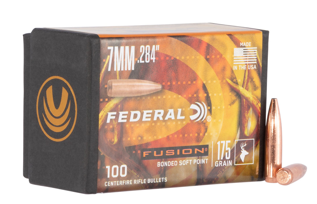 Federal FB284F4 Fusion Component  7mm .284 175 gr Fusion Soft Point 100 Per Box/ 4 Case