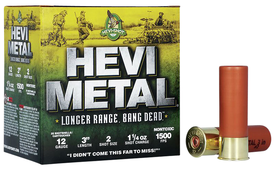 HEVI-Metal HS38002 Hevi-Metal Longer Range 12 Gauge 3" 1 1/4 oz 1500 fps 2 Shot 25 Bx/10 Cs