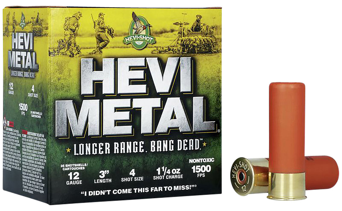 HEVI-Metal HS38004 Hevi-Metal Longer Range 12 Gauge 3" 1 1/4 oz 1500 fps 4 Shot 25 Bx/10 Cs