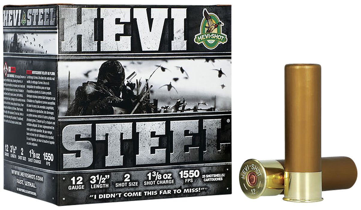 HEVI-Shot HS65002 Hevi-Steel  12 Gauge 3.50" 1 3/8 oz 1500 fps 2 Shot 25 Bx/10 Cs