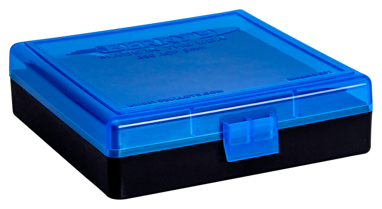 Berry's 69874 Ammo Box  380 ACP/ 9mm Luger Blue/Black Polypropylene 1.23" L x 0.40" 100rd