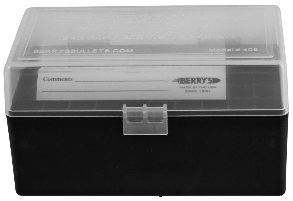 Berry's 79314 Ammo Box  243 Win/ 308 Win Clear/Black Polypropylene 2.98" L x 0.51" 50rd