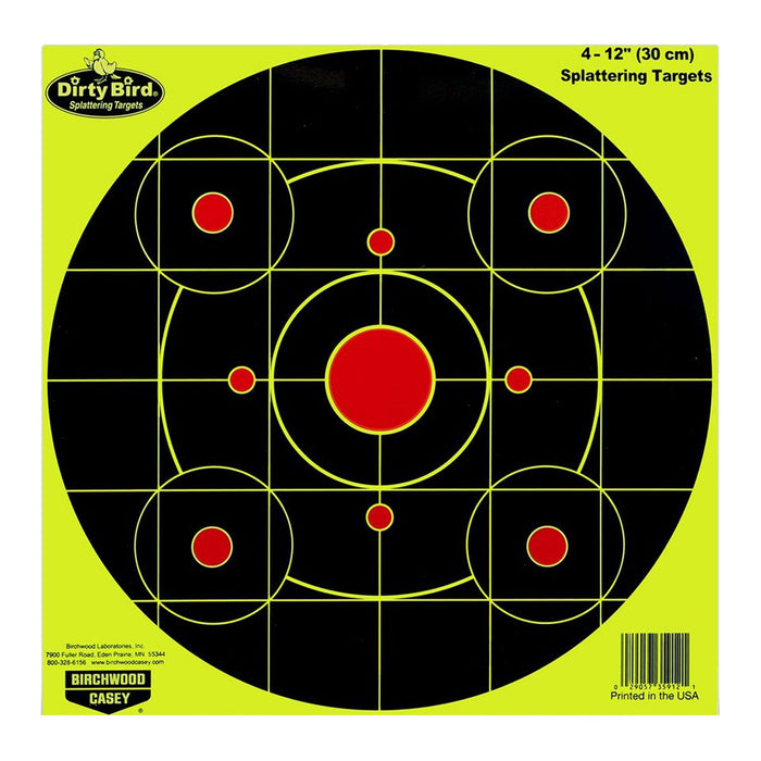 Birchwood Casey 35912 Dirty Bird Sight-In Circle Paper Hanging Pistol/Rifle 12" Black/Red 4 Per Pkg