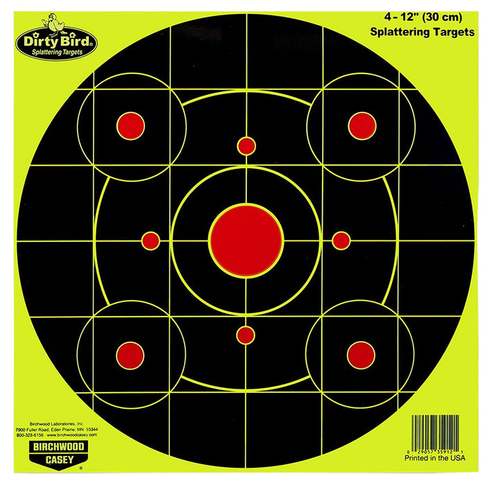 Birchwood Casey 35925 Dirty Bird  12" Bullseye Paper Hanging Pistol/Rifle Black/Yellow 25 Per Pkg