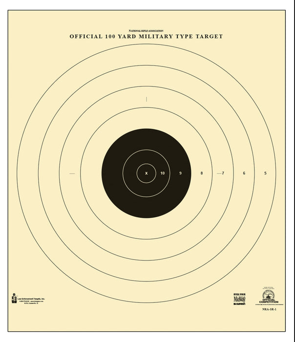 Action Target SR1100 Sighting Military Bullseye Tagboard Hanging 100 yds 21" x 21" Black/White 100 Per Box