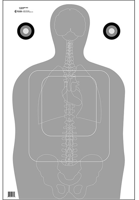 Action Target FTQ15ANTAV2100 Qualification  Silhouette/Vitals Paper 23" x 35" Gray/White 100 Per Box