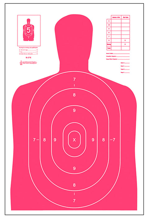 Action Target B27ERD100 Qualification High Visibility Fluorescent Silhouette Paper 23" x 35" Red/White 100 Per Box