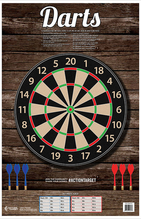 Action Target GSDARTS100 Entertainment  Dart Board Paper Hanging 23" x 35" Multi-Color 100 Per Box