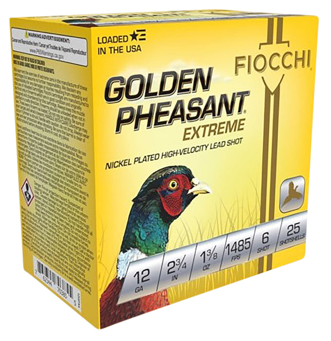 Fiocchi 12GPX6 Golden Pheasant  12 Gauge 2.75" 1 3/8 oz 1485 fps 6 Shot 25 Bx/10 Cs