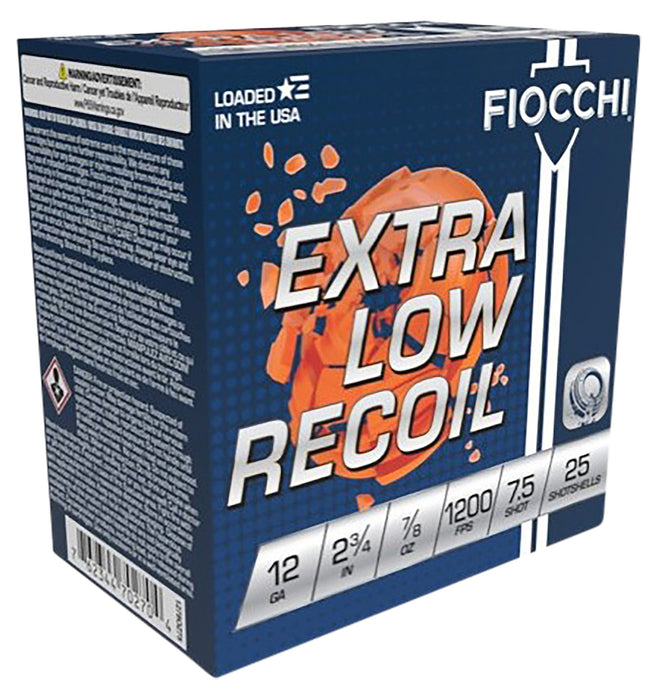 Fiocchi 1278OZ75 Exacta Target Low Recoil Trainer 12 Gauge 2.75" 7/8 oz 1200 fps 7.5 Shot 25 Bx/10 Cs